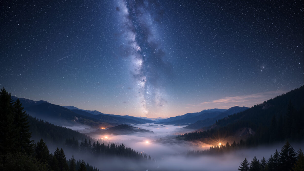 Landschaft mit Sternenhimmel