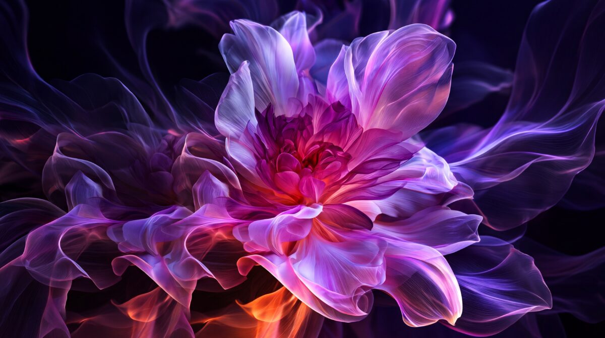 Leuchtende abstrakte Blüte in Violett und Pink