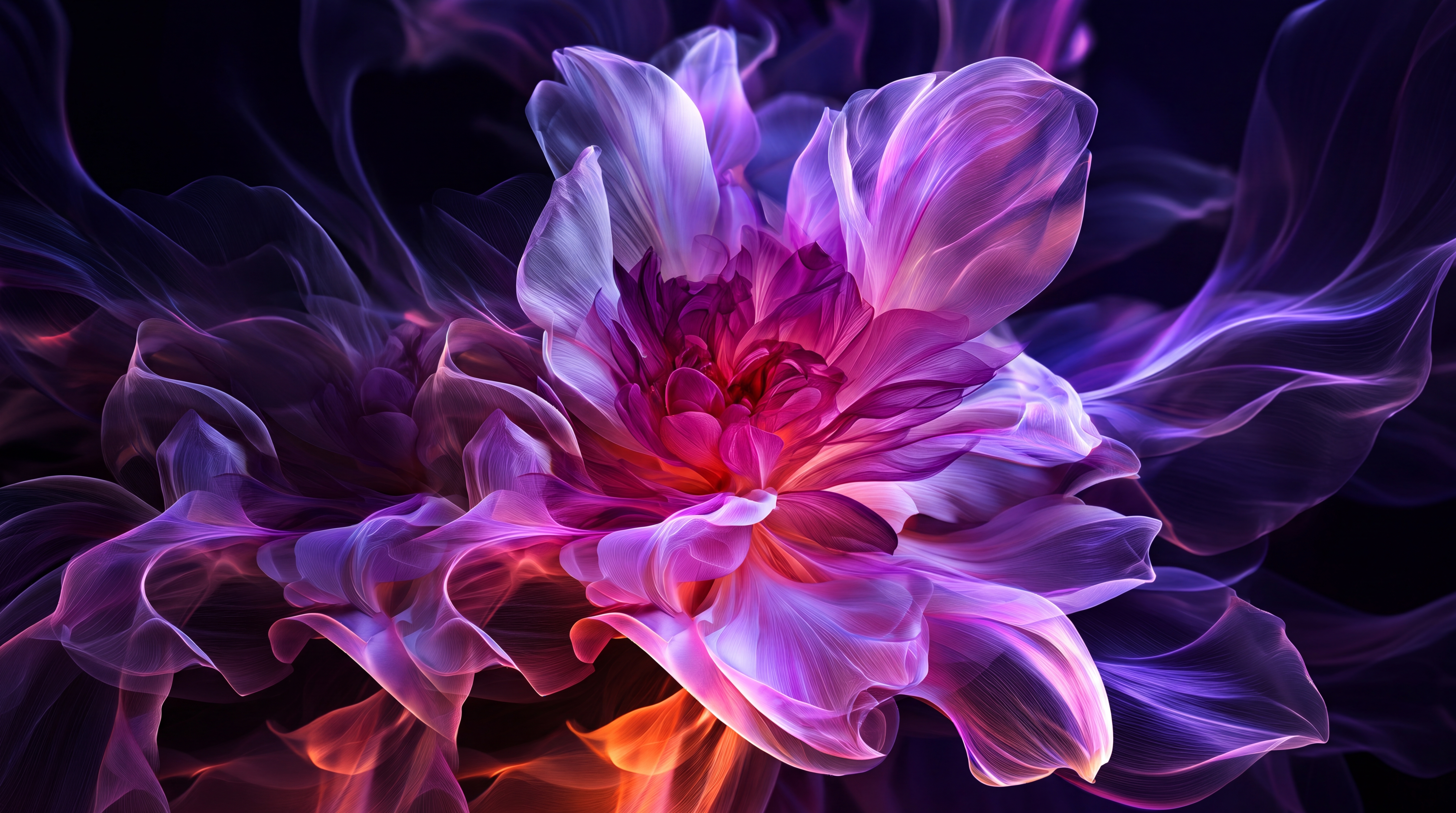 Leuchtende abstrakte Blüte in Violett und Pink